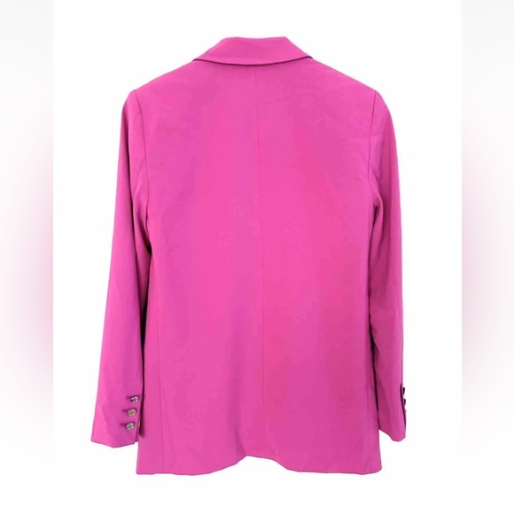 Michael Kors Woven Notch Lapel Button Front Blazer Fuschia Pink NWT Size 0 - Picture 5 of 10